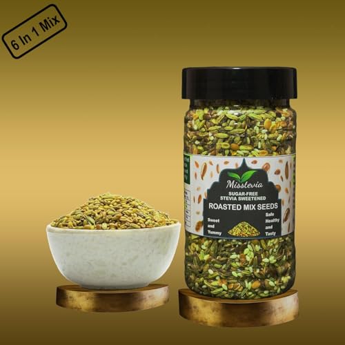 Image of Misstevia Sugar Free 6-in-1 Mouth Freshener (110g) | Stevia Sweetened Seeds Mix | No Added Sugar Mukhwas | Fennel, Pumpkin, Sunflower, Flax, Dhanya Dal & Sesame | After Meal Snack