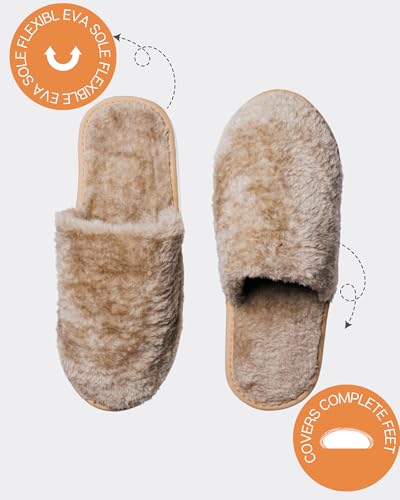 Image of Premium Fur Home Slippers For Women & Men For Winter Capet Slippers for Bedroom Indoor Carpet house slides