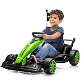 24v Drift Go Kart, Electric Ride on Drift Car with Adjustable Seat & EVA Silent Wheels, 7.5MPH Motorized Drifting Toy for Kids Ages 6-12, Parent-Safety Certified Ride-on Go Kart