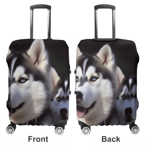 Travel Luggage Cover Suitcase Protector Husky Dog Elastic Washable Stretch Suitcase Protector Anti-Scratch Travel Suitcase Cover Fit 18-32 Inch Luggage3