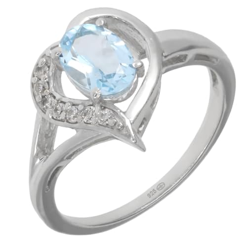 Image of Artipol European Style French Style Ring Rhodium Plated Silver - Natural Stone - Model M62, 50 cm, Rhodium Silver Natural stone, Blue Topaz