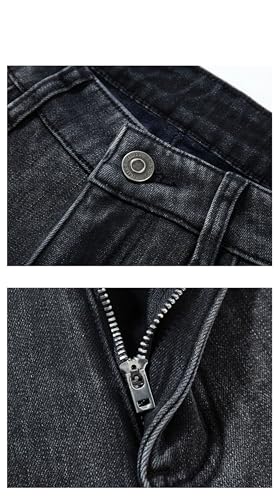 Men's Winter Fleece Jeans Thickened Comfortable Loose Straight Denim Pants Classic Black Trousers2