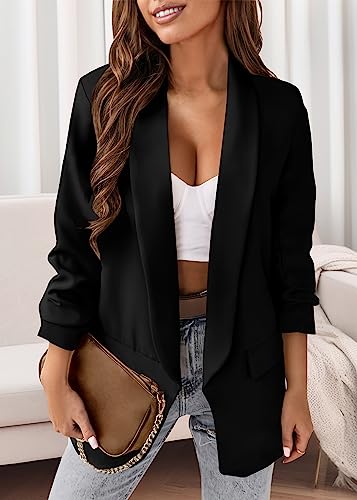 KIRUNDO Blazers for Women Oversized Business Casual 2025 Fall Fashion Long Sleeve Open Front Work Office Suit Jackets2