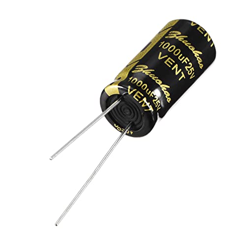 YOKIVE 10 Pcs Aluminum Electrolytic Capacitors, Radial Leads High Frequency Low Impedance (25V 1000uF 10x20mm Black)