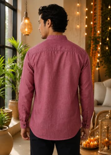 Image of Majestic Man Men's Cotton Blend Textured Regular Fit Full Sleeve Short Kurta