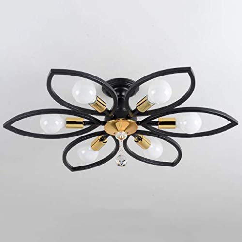 Lustre plafonnier industriel vintage en métal noir pour salon et chambre E14