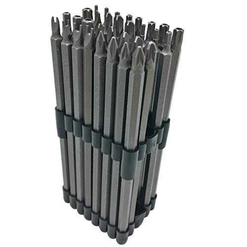 REFURBISHHOUSE Jeu de Bits de Puissance Extra Longs 32Pc 6 Pouces 150Mm Longueur 1/4 Pouce Tige Inviolable Torx Cr-V