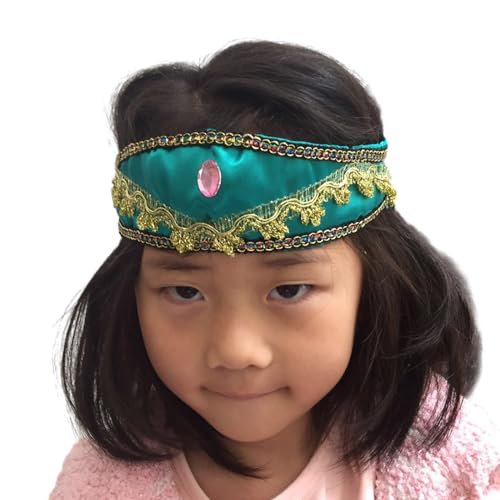 Fasce per capelli da ragazza al gelsomino con grande cristallo copricapo da principessa araba accessori per capelli