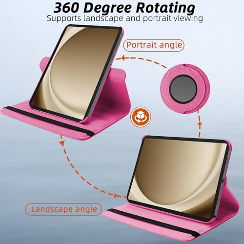 Image of TGK 360 Rotatable Flip Cover for Samsung Galaxy Tab A11+ Plus 11 Inch 2025 Case /Galaxy Tab A9 Plus 2023 (Hot Pink)