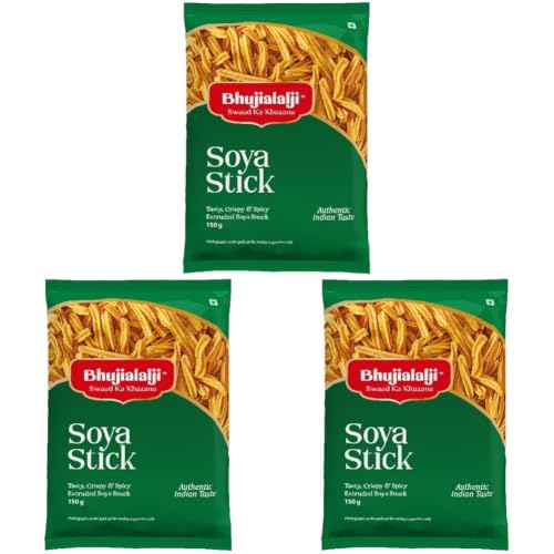 Image of Bhujialalji Soya Sticks (pack of 3) 150g | snacks | Namkeen savoury chips | All time favourite indian snacks /Namkeen | Ready to eat | Crispy & Light snacks.