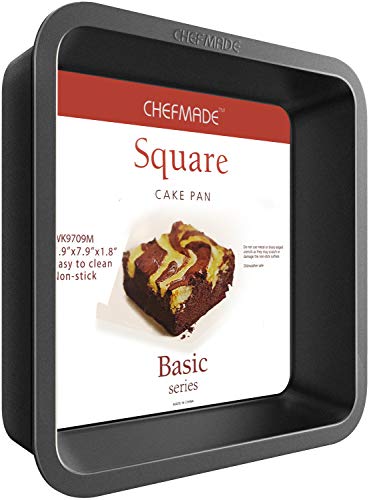 CHEFMADE Square Cake Pan, 8-Inch Bakeware Non-Stick Carbon Steel Pan Deep Dish Oven