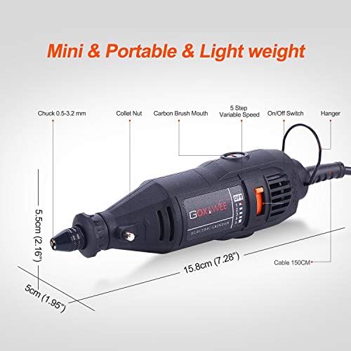 Rotary Tool Kit, GOXAWEE 130W Multi-Functional Mini Grinder Set with 140 Accessories (Keyless Chuck & Flex Shaft) Varible Speed Multi Tool for Craft Projects & DIY Creations