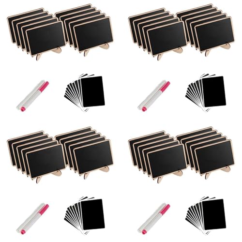 Caballete enmarcado pizarra de madera artesanal pack de 40 mini carteles de etiqueta