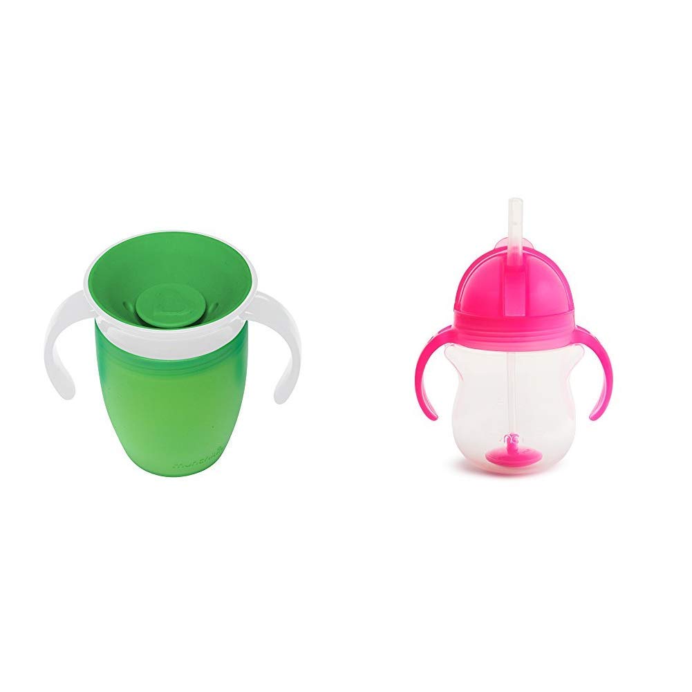 Amazon セット買い マンチキン Munchkin ベビー用 マグ こぼれない ハンドル ふた 付き コップ 6カ月から 上手に飲める 練習 ミラクルカップ 196ml グリーン Fdmu ベビー用 ストローマグ ハンドル付キャップ 6ヵ月から お手入れ簡単 ストローブラシ付