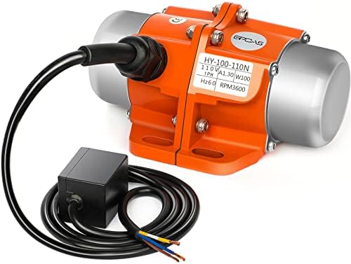 GPOAS 100W Concrete Vibrator Vibration Motor Single Phase AC 110V 3600RPM,Aluminum Alloy Case Electric Asynchronous Vibrating Vibrators for Shaker Table(100W)