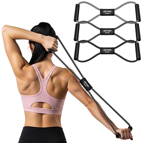 Image of Figure 8 Resistance Bands for Arm, Back - 3-Level Latex Heavy Exercise Bands with Handles for Strength Training, Full Body Workout, Physical Therapy, Pilates, Yoga, Home Gym Equipment for Women