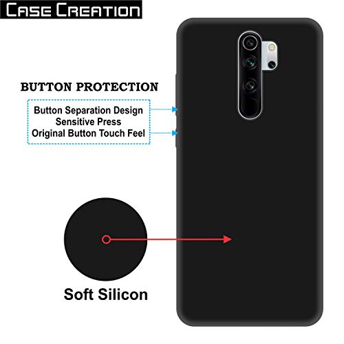Image of Case Creation for Redmi Note 9 Pro Max 2021 Back case, Xiaomi Redmi Note 9 Pro Max Slim Flexible Smart Look case with 360 Camera All Angle Protection (Pure Black)