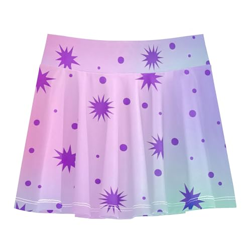 Cute Comfy Girls Skorts Athletic Shorts Tennis Skirts Kids Butterfly Skirt Purple Stars Soft Pastel Gradient 4t