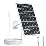 VUEBEE 13W Solar Panel for Outdoor Security Cameras, USB-C, Micro USB & 5.5x2.1mm DC Output, 360° Mount, IP66 Waterproof, 7.2FT Cable, Compatible with 5V Battery Powered Cameras