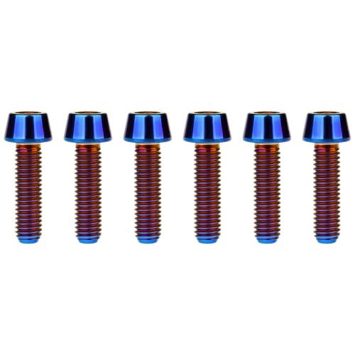 Image of Titanium Ti DIN912 M4 8 10 12 15 20mm Tapered Head Hex Bolts Bicycle Screws Pack of 6 (Burnt Blue, M4x15mm)