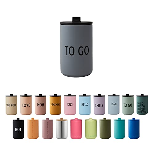 Design Letters Mug Isotherme 350ml| Thermos Café Thé Gobelet Thermo en INOX de Voyage | to Go Tasse café Double paroi en Acier Inoxydable Gourde Thermo sans BPA Boissons Chaudes ou Froides Thermo Cup