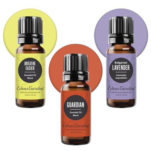 Edens Garden Essential Oil Well-Being Set, 3 Pure Essential Oils for Diffusers for Home, Aromatherapy Diffuser Oil Scents - Breathe Easier, Guardian, Lavender- 3 x 10 ml by Edens Garden