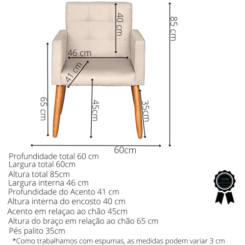 Poltrona Decorativa para sala de estar recepção reforçada (Bege)