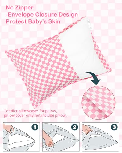 Image of ALVABABY Toddler Pillowcases 2 Pack Organic Cotton Fit 13 inchx 18 inch or 14 inchx19 inch Kids Pillow Cover Envelope for Girl Boy Travel(Pillowcase Only)