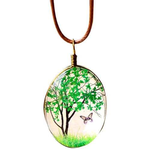 Kapmore Naturligt torkat blomhalsband, återanvändbart bärbart halsband, dekorativt modehänge med pressad växt, elegant tillbehör, En storlek, Vaxsladd