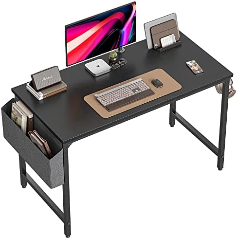 CubiCubi Computer Desk 40" Study Writing Table for Home Office, Modern Simple Style PC Desk, Black Metal Frame, Black
