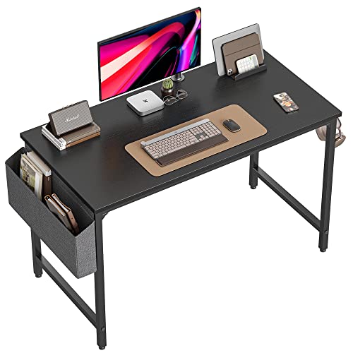 Cubicubi Computer Desk 40" Study Writing Table For Home Office, Modern Simple Style Pc Desk, Black Metal Frame, Black #TOP30