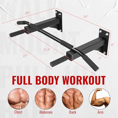 Image of Slovic Pull up Bar for Home Workout [200 KG Load Capacity] | Pull up bar Wall Mounted | Gym Equipment for Home Workout | Pull up bar stand for Men, Women & Kids | Pull up rod for Chin ups