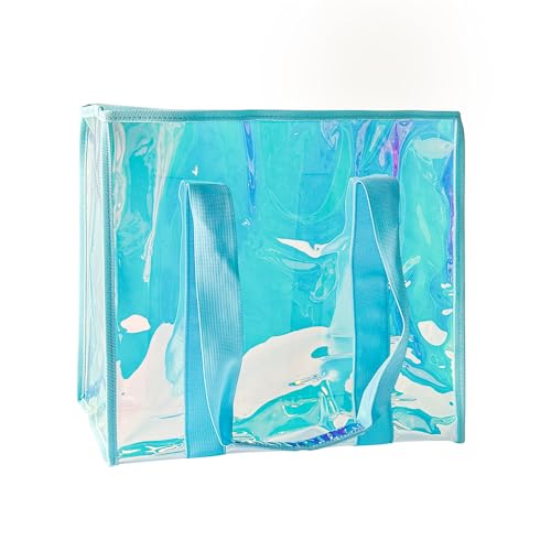 Große transparente Strandtasche mit schillerndem Muster, wasserdicht,...