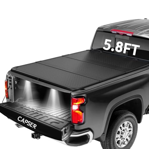CAPSER Chevy/GMC 5.8FT Hard Tri-Fold Tonneau Cover Fits for 2019-2025 Silverado/Sierra 1500 Fleetside 69.9Inch Truck Bed