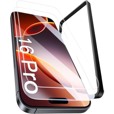 Vihibii for iPhone 16 Pro 6.3" Screen Protector, with Installation Frame, 9H Hardness & Military Grade Shatterproof & Sensitive Touch, Durable Anti-Scratch HD Clear Tempered Glass Film - [2 Pack] Cover