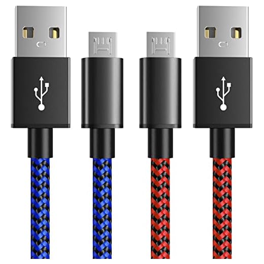 PS4 Controller Charger Charging Cable 10ft 2 Pack Nylon Braided Extra Long Micro USB 2.0 High Speed Data Sync Cord Compatible for Playstaion 4, PS4 Slim/Pro, Xbox One S/X Controller, Android Phones