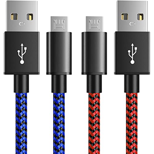 6amLifestyle PS4 Controller Charger Cable, 10ft Charging Cord 2 Pack for PlayStation 4, PS4 Slim/Pro, Dualshock 4, Xbox One/One X, Blue+Red