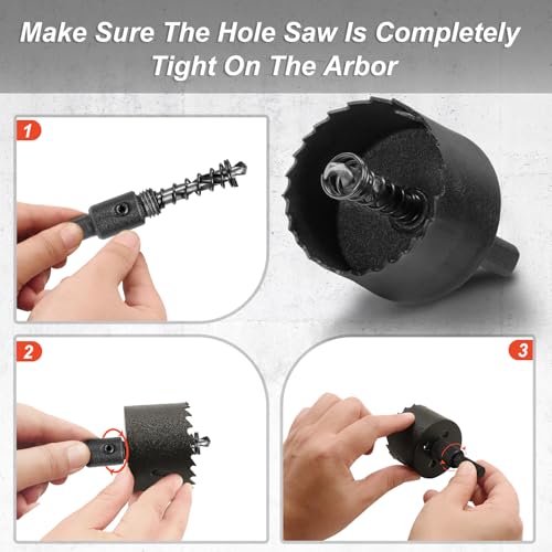 Image of 1-3 /4 Inch Hole Saw with 9.1mm Triangle Shank Arbor, JTemgle Bi-Metal Hole Saw Heavy Duty Hole Cutting Tool for Cornhole Boards, Recessed Lights, Wood, Plastic, Drywall & Soft Metal