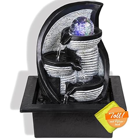 Tischbrunnen mit RGB Farbwechsel und Pflegetuch - Hübsche Dekoleuchte mit RGB LED und Mikrofasertuch Cover