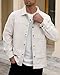 VOGSTART Men's Shacket Fashion Shacket Vacation Shirt Button Up Corduroy Collar Pocket Long Sleeve Jacket Beige L