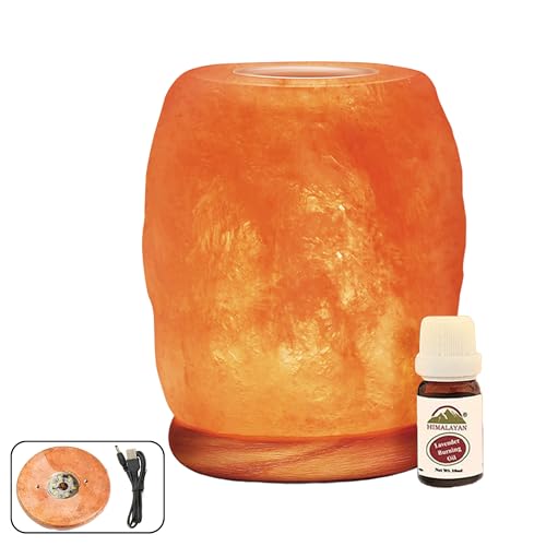 Himalayan Glow Natural Salt Lamp Essential Oil Diffuser with USB, Warm Amber Glow, Himalayan Salt Lamp LED Night Light, Light for Home and Office Room