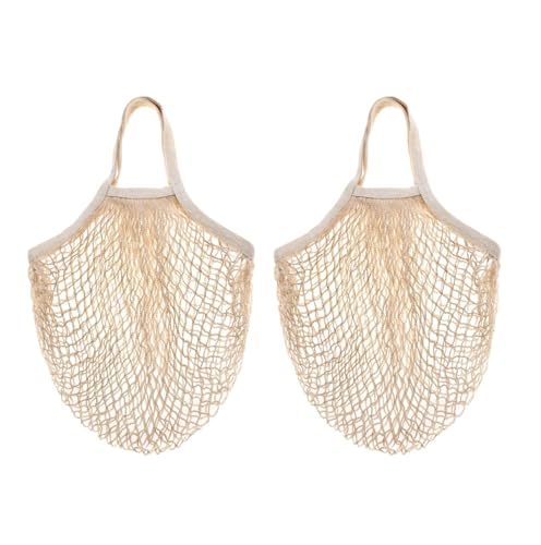 CABAX Cotton Mesh Produce Bags Reusable Grocery Fruit Food Bags Net String Shopping Tote Bag Pack of 2