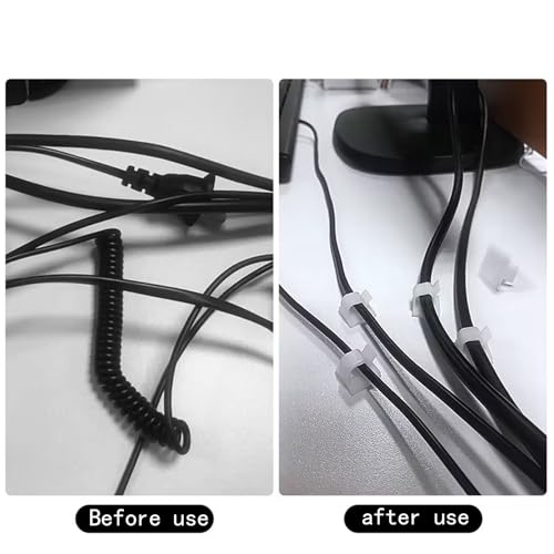 100 Cable Clamps, Wall Wire Brackets, Adhesive Cable Clamps Keep Cables Neat Under desks, Cars, and Computers (WCL-0805 White) miniatura 4