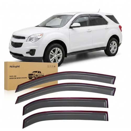 Image of Nilight Outside-Mount Window Rain Guards for Chevy Equinox 2010-2017, 4PCS