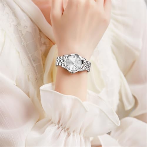 Image of OLEVS Womens Watches Automatic Luxury Dress Ladies Watch Ceramic Strap Rose Gold Self Winding Female Wrist Watch