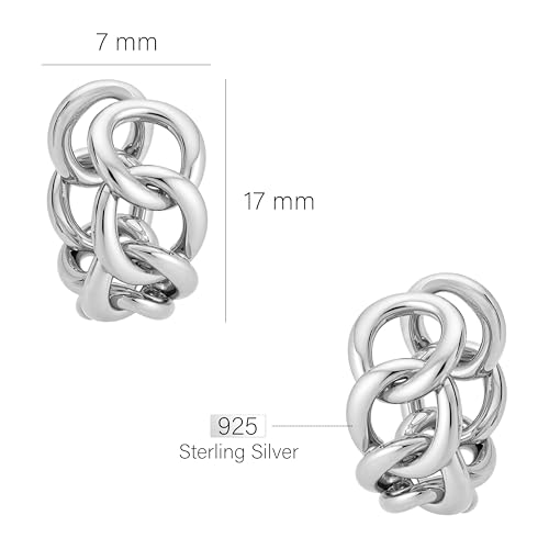 Boucles d'oreilles créoles maillons or femme argent 925 plaqué or tendance chaîne