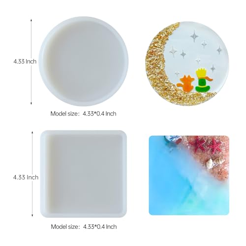 Midnadiy RESIN COASTER Molds - Large Round Square Silicone Coaster Molds thumb #2