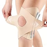 Adjustable Knee Brace with Cross Straps & Flexible Support Springs for Men & Women - Lightweight Lycra Knee Support for Running, Gym, Cycling, Hiking & All-Day Wear - Open Patella Design for Secure Fit Beige（M, 1 Pack）