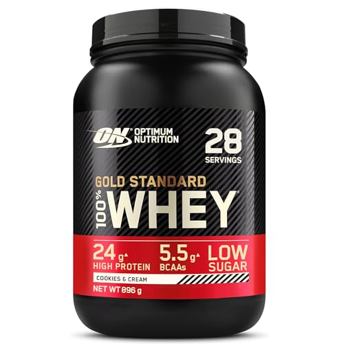 Optimum Nutrition Gold Standard 100% Whey Protein Powder, Cookies & Cream, 2 Pound (Packaging May Vary)