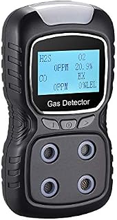Scondaor Portable Multi 4 Gas Detector Monitor LCD Display Rechargeable Battery Voice Alarm (Black)